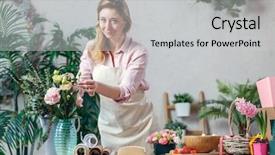  Presentation with flower - Colorful presentation theme enhanced with green manufacturing - professional florist working in flower backdrop and a light gray colored foreground
