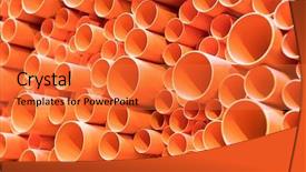  Presentation with pvc - Slide set enhanced with green manufacturing - pvc pipes stacked in construction background and a red colored foreground