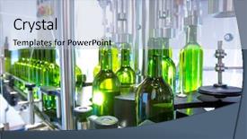  Presentation with green manufacturing - PPT theme having green manufacturing - white wine in glass bottling background and a light blue colored foreground
