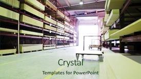  Presentation with warehouse - Theme with green manufacturing - wood business storage warehouse store background and a soft green colored foreground