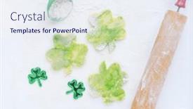  Presentation with cookie - Presentation design having green-marbleized-shamrock-sugar-cookie background and a sky blue colored foreground