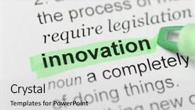  Presentation with innovation - Cool new PPT layouts with green marker on innovation word backdrop and a light gray colored foreground