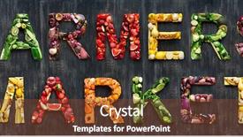  Presentation with harvest - PPT theme featuring green marketing - farmers market word from overhead background and a tawny brown colored foreground