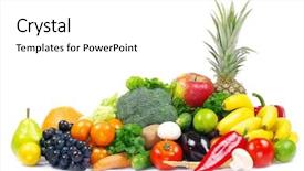  Presentation with fresh fruits vegetables - PPT layouts consisting of green marketing - fresh vegetables and fruits background and a white colored foreground
