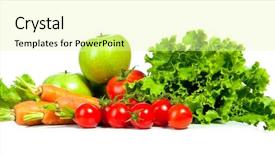  Presentation with vegetables - Amazing PPT theme having green marketing - ripe vegetables isolated on white backdrop and a blonde colored foreground
