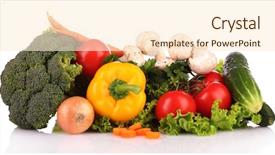  Presentation with vegetables - Amazing PPT theme having green marketing - set of fresh vegetables isolated backdrop and a cream colored foreground