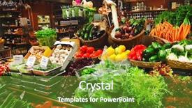  Presentation with marketing - PPT layouts with green marketing - vegetables at a market background and a tawny brown colored foreground