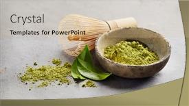  Presentation with matcha green tea - Amazing PPT layouts having green-matcha-powder-with-chasen backdrop and a soft green colored foreground