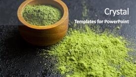  Presentation with matcha - PPT theme having green matcha tea powder background and a dark gray colored foreground