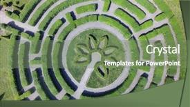  Presentation with maze - Amazing slide set having green maze in a garden backdrop and a seafoam green colored foreground