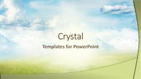  Presentation with blue green - Amazing presentation theme having green meadow and blue sky backdrop and a cream colored foreground