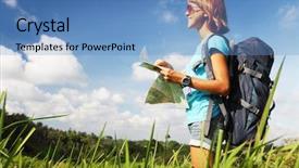  Presentation with meadow - Presentation having green meadow at sunny day background and a  colored foreground