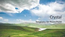  Presentation with armenia - Audience pleasing theme consisting of green meadow lake and blue sky with clouds exploring armenia backdrop and a light blue colored foreground