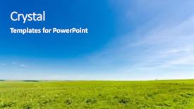  Presentation with vibrant blue - Theme having green meadow under a blue background and a teal colored foreground