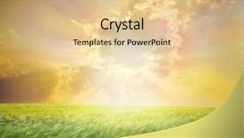  Presentation with green grass under the snow - Slides with green meadow under beautiful sky background and a  colored foreground