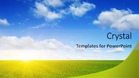  Presentation with green blur floral - Amazing presentation theme having green meadow under blue sky backdrop and a light blue colored foreground
