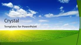  Presentation with blue plain - PPT layouts having green meadow under blue sky background and a  colored foreground