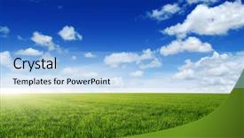  Presentation with plain blue - Slide set featuring green meadow under blue sky background and a light blue colored foreground