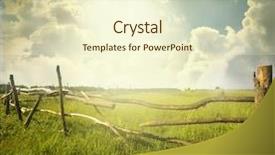  Presentation with blue green - Theme having green meadow under blue sky background and a cream colored foreground