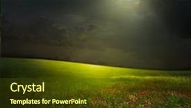  Presentation with pink sky - Theme featuring green meadow with sky background and a tawny brown colored foreground