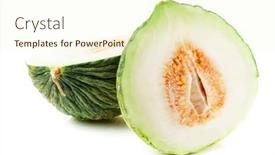  Presentation with white green - PPT theme enhanced with green-melon-cut-in-halves background and a cream colored foreground