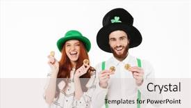  Presentation with bitcoins - Beautiful slide deck featuring green mining - happy young couple wearing costumes backdrop and a lemonade colored foreground