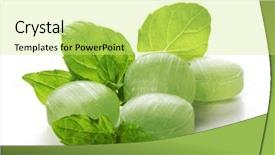  Presentation with earth science green and white - Colorful presentation theme enhanced with mint candies on white bacground backdrop and a yellow colored foreground