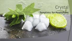  Presentation with green leaves - Beautiful presentation featuring green-mint-leaves-ice-cubes backdrop and a mint green colored foreground