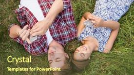  Presentation with relaxing - PPT layouts featuring green mobile technology - couple relaxing in the park background and a  colored foreground