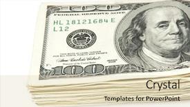  Presentation with us dollars - Slide deck consisting of green money - batch of dollars isolated background and a  colored foreground