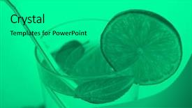  Presentation with fruit cocktail - Colorful PPT layouts enhanced with green monochrome alcoholic cocktail drink backdrop and a gray colored foreground