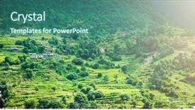  Presentation with beautiful green - Beautiful slides featuring green mountain field of rice backdrop and a ocean colored foreground