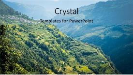  Presentation with japan beautiful landscape mountain fuji - Colorful presentation enhanced with green mountain field of rice backdrop and a light blue colored foreground