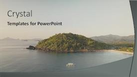  Presentation with cruise ships - Cool new slides with green-mountains-at-sea-bay backdrop and a light gray colored foreground