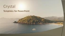  Presentation with vessels - PPT theme having green-mountains-at-sun-sea background and a lemonade colored foreground