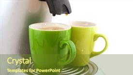  Presentation with green coffee - Amazing slides having green-mugs-of-coffee backdrop and a tawny brown colored foreground