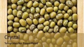  Presentation with frame - Slides having green mung beans in wooden background and a gold colored foreground