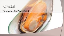  Presentation with white green - Presentation theme with green mussel on white background background and a lemonade colored foreground