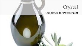  Presentation with olive oil bottle - PPT theme consisting of green-natural-olives-with-bottle background and a white colored foreground