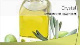  Presentation with olive oil bottle - Beautiful PPT theme featuring green-natural-olives-with-bottle backdrop and a white colored foreground