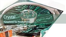  Presentation with hard disk - Amazing presentation theme having green network - close up of hard disk backdrop and a  colored foreground