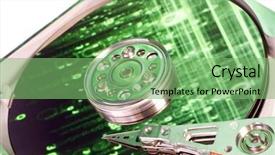  Presentation with hard disk - Amazing theme having green network - close up of hard disk backdrop and a seafoam green colored foreground