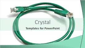  Presentation with green plug - PPT layouts consisting of green network plug isolated on white background and a mint green colored foreground