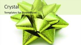  Presentation with packaging - PPT theme consisting of green new - packaging band isolated on white background and a yellow colored foreground