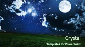  Presentation with star field - Audience pleasing PPT theme consisting of green night field star sky backdrop and a tawny brown colored foreground