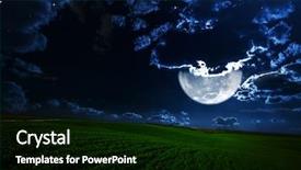  Presentation with green star - Beautiful presentation theme featuring green night field star sky backdrop and a black colored foreground