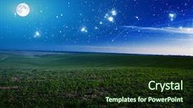  Presentation with star field - Cool new slide set with green night field star sky backdrop and a wine colored foreground