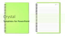  Presentation with green notebook - Theme with green notebook blank paper background and a soft green colored foreground