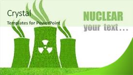  Presentation with green power - Presentation theme featuring green nuclear power plant icon background and a soft green colored foreground