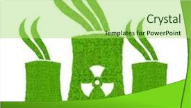  Presentation with green power - Beautiful theme featuring green nuclear power plant icon backdrop and a yellow colored foreground